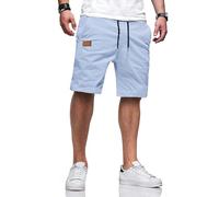 TARAINYA Kurze Hosen Herren Baumwolle Casual Shorts Herren Tunnelzug Elastische Sommer Chino mit Taschen Himmelblau M