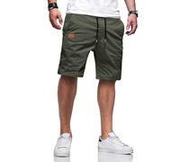 TARAINYA Kurze Hosen Herren Baumwolle Casual Shorts Herren Tunnelzug Elastische Sommer Chino mit Taschen Dunkelgrau L