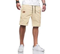 TARAINYA Kurze Hosen Herren Baumwolle Casual Shorts Herren Tunnelzug Elastische Sommer Chino mit Taschen Aprikose 3XL