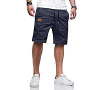 TARAINYA Kurze Hosen Herren Baumwolle Casual Shorts Herren Tunnelzug Elastische Sommer Chino mit Taschen C Navy Blau M