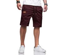 TARAINYA Kurze Hosen Herren Baumwolle Casual Shorts Herren Tunnelzug Elastische Sommer Chino mit Taschen C Rot 5XL