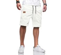 TARAINYA Kurze Hosen Herren Baumwolle Casual Shorts Herren Tunnelzug Elastische Sommer Chino mit Taschen Weißes XL