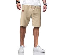 TARAINYA Kurze Hosen Herren Baumwolle Leinen mit Gummizug Freizeithose Shorts Herren Sommer Casual Leicht mit Taschen A Hellkhaki L