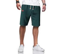 TARAINYA Leinen Kurze Hosen Herren Baumwolle mit Gummizug Freizeithose Shorts Herren Sommer Casual Leicht mit Taschen D Grüngrau 3XL