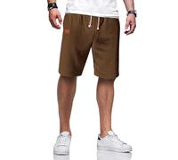 TARAINYA Leinen Kurze Hosen Herren Baumwolle mit Gummizug Freizeithose Shorts Herren Sommer Casual Leicht mit Taschen D Braun 5XL