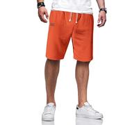 TARAINYA Leinen Kurze Hosen Herren Baumwolle mit Gummizug Freizeithose Shorts Herren Sommer Casual Leicht mit Taschen D Orange L