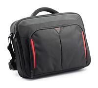 Targus Classic+ Clamshell Laptoptasche 15,6 Zoll, robuste Umhängetasche mit Sicherheitsriemen für Notebooks, Business Tasche mit gepolstertem Griff - Schwarz/Rot, CN415EU
