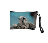 Tasche aus Leinen - Adler Vögel braun Greifvogel Wildtier Düse Foto Tiere - Kosmetiktasche aus Leinen in Leinenoptik - Kulturbeutel - Geldbörse, Falke, grau, 23.5 x 15 cm, Kosmetiktasche