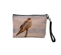 Tasche aus Leinen - Adler Vögel braun Greifvogel Wildtier Düse Foto Tiere - Kosmetiktasche aus Leinen in Leinenoptik - Kulturbeutel - Geldbörse, Snow Falke, 23.5 x 15 cm, Kosmetiktasche
