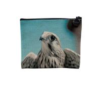 Tasche aus Leinen - Adler Vögel braun Greifvogel Wildtier Düse Foto Tiere - Kosmetiktasche aus Leinen in Leinenoptik - Kulturbeutel - Geldbörse, Falke, grau, 15 x 10 cm, Kosmetiktasche