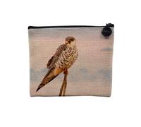 Tasche aus Leinen - Adler Vögel braun Greifvogel Wildtier Düse Foto Tiere - Kosmetiktasche aus Leinen in Leinenoptik - Kulturbeutel - Geldbörse, Snow Falke, 15 x 10 cm, Kosmetiktasche