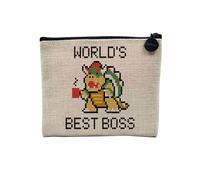 Tasche aus Leinen - Arcade Retro Gaming Spiele Video Humor Witz Geek Kultur - Kosmetiktasche aus Leinen - Kulturbeutel - Geldbörse, Best Boss, 15 x 10 cm, Kosmetiktasche