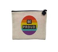 Tasche aus Leinen - Be Proud LGBT Badge Regenbogen Pride Gay - Kosmetiktasche aus Segeltuch in Leinenoptik - Geldbörse - 15 x 10 cm, leinen, 15 x 10 cm, Kosmetiktasche