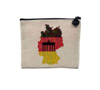 Tasche aus Leinen - Flagge Karte Deutschland Fußball Sport Nationalmannschaft USA - Kosmetiktasche aus Leinen in Leinenoptik - Geldbörse - 15 x 10 cm, leinen, 15 x 10 cm, Kosmetiktasche