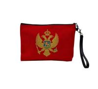 Tasche aus Leinen - Flagge Karte Land Sport Stolz Nation Land Fußball Spiele Sport - Kosmetiktasche aus Segeltuch in Leinenoptik - Kulturbeutel - Geldbörse, Montenegro, 23.5 x 15 cm, Kosmetiktasche