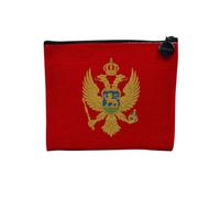 Tasche aus Leinen - Flagge Karte Land Sport Stolz Nation Land Fußball Spiele Sport - Kosmetiktasche aus Segeltuch in Leinenoptik - Kulturbeutel - Geldbörse, Montenegro, 15 x 10 cm, Kosmetiktasche