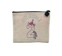 Tasche aus Leinen - Geburtstag Kinder Feier Geschenkidee Geburtstag Französisches Geschenk Jahre 1-10 - Kosmetiktasche aus Leinen in Leinenoptik - Kulturbeutel - Geldbörse, Einhorn 2, 15 x 10 cm,