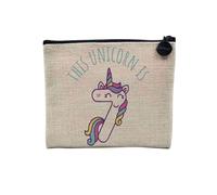 Tasche aus Leinen - Geburtstag Kinder Feier Geschenkidee Geburtstag Geschenk Englisch Jahre 1-10 - Kosmetiktasche aus Leinen in Leinenoptik - Kulturbeutel - Geldbörse, Einhorn 7, 15 x 10 cm,