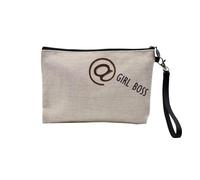 Tasche aus Leinen - @ Girl Boss Presse, Papier, weißer Hintergrund - Kosmetiktasche aus Leinen in Leinenoptik - Geldbörse - 15 x 10 cm, leinen, 23.5 x 15 cm, Kosmetiktasche