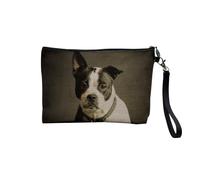 Tasche aus Leinen - Kollektion Beste Fotos von Hunden Freunden Welpen klein mittel groß Husky Retriever Labrador - Kosmetiktasche aus Leinen - Kulturbeutel - Geldbörse, Bulldog schwarz, 23.5 x 15 cm,