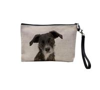 Tasche aus Leinen - Kollektion Beste Fotos von Hunden Freunden Welpen klein mittel groß Husky Retriever Labrador - Kosmetiktasche aus Leinen - Kulturbeutel - Geldbörse, Schwarzer Hund, 23.5 x 15 cm,