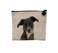 Tasche aus Leinen - Kollektion Beste Fotos von Hunden Freunden Welpen klein mittel groß Husky Retriever Labrador - Kosmetiktasche aus Leinen - Kulturbeutel - Geldbörse, Schwarzer Hund, 15 x 10 cm,