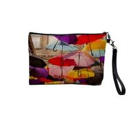 Tasche aus Leinen - Kunst Aquarell Malerei Kunst Digital Grafik - Kosmetiktasche aus Leinen Optik - Kulturbeutel - Geldbörse, Regenschirm Farbe:, 23.5 x 15 cm, Kosmetiktasche