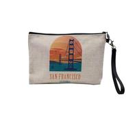 Tasche aus Leinen - San Francisco California Bridge Golden Gate Illustration USA - Kosmetiktasche aus Leinen in Leinenoptik - Geldbörse - 15 x 10 cm, leinen, 23.5 x 15 cm, Kosmetiktasche