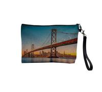 Tasche aus Leinen - San Francisco Golden Gate California Bridge Stadt Nacht Dekoration - Kosmetiktasche aus Leinen in Leinenoptik - Kulturbeutel - 23,5 x 15 cm, Golden Gate 7, 23.5 x 15 cm,