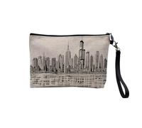 Tasche aus Leinen - USA Wolkenkratzer New York Los Angeles Zeichnung Skyline - Kosmetiktasche aus Segeltuch in Leinenoptik - Kulturbeutel - 23,5 x 15 cm, Skyline Dessin, 23.5 x 15 cm, Kosmetiktasche