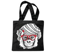 Tasche Umhängetasche SCHIMPANSE MIT MÜTZE UND BRILLE GORILLA AFFE MENSCHENAFFE MONKEY SCHIMPANSE AFFE GORILLA SILBERRÜCKEN MENSCHENAFFE CHARLY AFFEN KING KONG Einkaufstasche Schulbeutel Turnbeutel