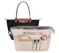 Taschen Organizer für longchamp tasche le pliage l, Taschenorganizer Shopper Polyester mit Schlüsselbund Wasserdicht für Handtaschen Damen Tote Bag Organizer, Handtaschenorganizer (Beige, Groß)