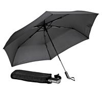 Taschenregenschirm EUROSCHIRM "Automatik 3224, schwarz", Damen, schwarz, Bezug: 100% Polyester, uni, Regenschirme, besonders leicht, extra flach, mit Automatik (87672639-0) schwarz