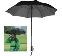 Taschenregenschirm EUROSCHIRM "teleScope handsfree, schwarz", Damen, schwarz, Bezug: 100% Polyester, uni, Regenschirme Taschenregenschirm, zweifach ausziehbarer Schaft, handfrei tragbar (603155-0)