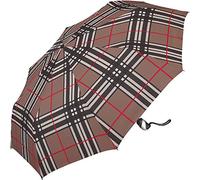 Taschenschirm Herren Auf-Zu Automatik Easymatic leicht stabil windfest - Checks Brown