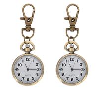 Taschenuhr 2 Stück-pack mit Schlüsselanhänger aus Legierung , Glas , Gold | 2stücke, Große Ziffern, Präzise Zeitmessung, für Reisen, als Halloween Geschenkideen