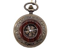 Taschenuhr im Vintage-Stil, bronzefarben, Holzskelett, Half Hunter-Legierung Einheitsgröße