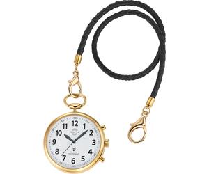 Taschenuhr MASTER TIME "Sprechende Taschenuhr", gold (goldfarben), Taschenuhren, Damen, Taschenuhr, sprechende Funkuhr, Quarzuhr, Status Funkempfang, 4 Alarmzeiten (59004159-0) goldfarben