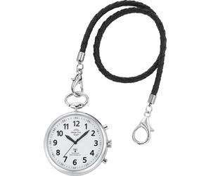 Taschenuhr MASTER TIME "Sprechende Taschenuhr", silber (silberfarben), Taschenuhren, Damen, Taschenuhr, sprechende Funkuhr, Quarzuhr, Status Funkempfang, 4 Alarmzeiten (45169437-0) silberfarben