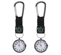Taschenuhr mit Karabiner,2 STK Uhr Kompass Outdoor Schwesternuhr Karabines Outdoor Uhr Karabiner Uhrs Damen Rucksack Praktisch Taschenuhren für Herren für Krankenschwestern Radfahrer Kletterer