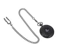 Taschenuhr mit Langer Kette, Römische und Arabische Ziffern, Schwarz | Metallgehäuse, Flip Deckel, Portable Kette, Retro Klassik Stil, für Kostüm Cosplay und Hochzeitsanzug