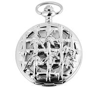 Taschenuhr mit Mechanikwerk 485622000003 Silberfarbiges Gehäuse im Maße 47mm x 16mm mit Ziffernblattfarbe Weiß Silberfarben und Mineralglas