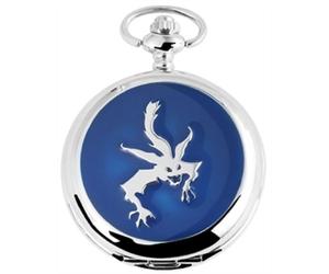 Taschenuhr Motiv Drache Deckel silber/blau Quartz Analog