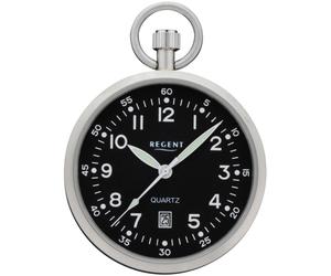 Taschenuhr REGENT "P777", schwarz (edelstahlfarben), Taschenuhren, Herren, Taschenuhr, Quarzuhr, Herrenuhr, Datum, Mineralglas, analog (23011508-0) edelstahlfarben