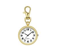 Taschenuhr zum Anklipsen, Quarz-Taschenuhr mit Schlüsselschnalle, zum Aufhängen, Digitaluhr-Clip für Krankenschwestern, Ärzte, Gold+Weiß