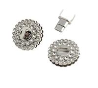 Taschenverschluss Metall 10 Stück 4 Farben 3,9 cm rund dekorativ Diamant Gold Drehverschluss Tasche Twist Lock DIY Handtasche Brieftasche Herstellung Zubehör(Silvery)