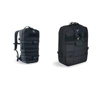 Tasmanian Tiger TT Essential Pack L MKII Molle Kompatibler 15L Daypack Outdoor Rucksack (Schwarz) & TT Tac Pouch 1 EDC Rucksack-Zusatztasche mit Molle-System und Patch-Fläche, 15 x 10 x 4, Schwarz