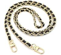 TASSFROO Taschengurt Schwarz Gold 120cm, Schultergurt Für Taschen Zum Wechseln, Stabiler Kettenriemen Ersatz Schulterriemen Für Umhängetasche Handtasche, DIY Taschenzubehör Riemen