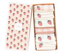 Tassorm Caramella süße lustige Sommer Füßlinge Socken Geschenkbox für Frauen, Größe 30, 6 Paar bunte Socken (Erdbeeren)