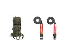 Tatonka 1130 Lastenkraxe, Olive, 78 x 35 x 28 cm, 80 Liter & Packriemen Easy Strap 18mm / 2m (2 Stück) - Zwei Spanngurte mit Metallschließe - 1,8 cm breit und 200 cm lang